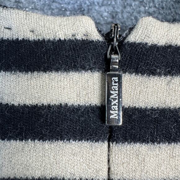 MaxMara Dress Womens 40 US 6 Black Striped Wool Sheath Front Pockets Business - Picture 6 of 14